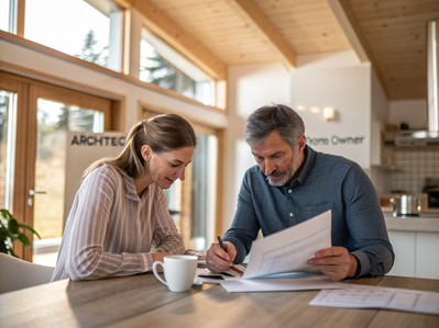 Arhitekt i investitor za stolom pregledavaju dokumentaciju